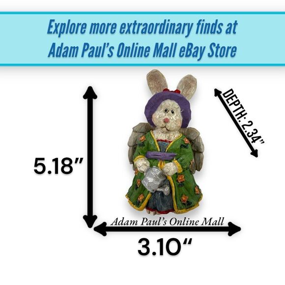 Vintage Rustic Angel Rabbit Figurine Primitive Folk Art Spring Easter Decor 5" - Picture 3 of 12